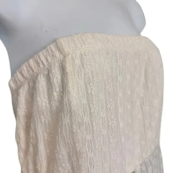 What Lo Wants White Flower Lace Elaine Bandeau Split Tie Front Tube Top size 3X - Picture 9 of 9